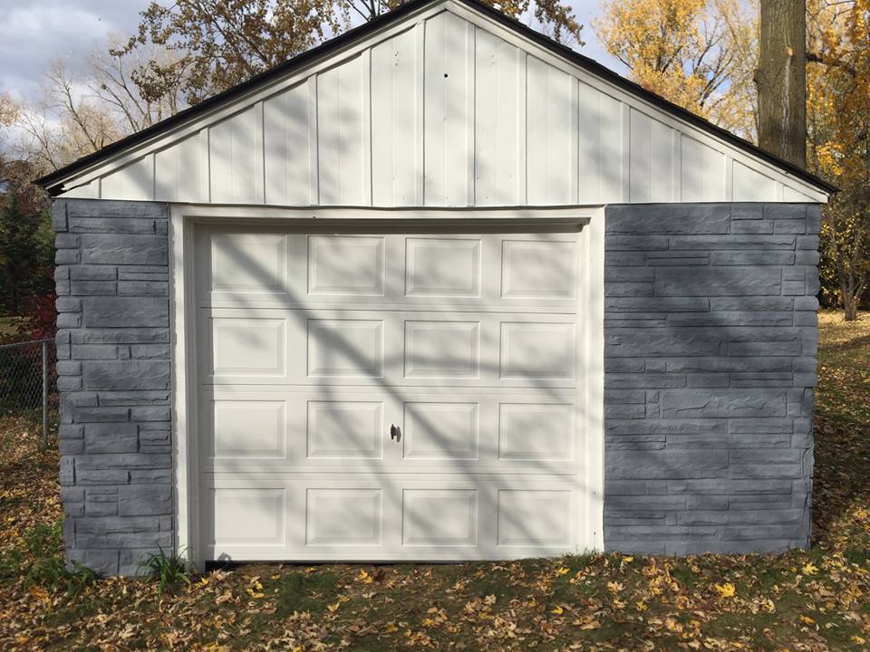 A New Garage Door Installation At A Shed In Mounds View Mn
